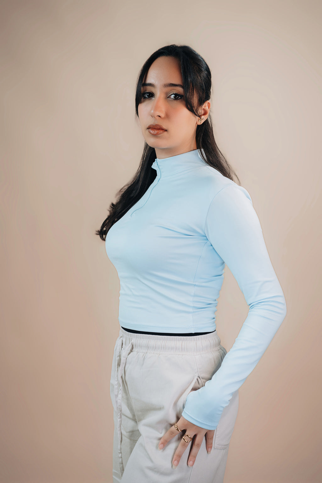 HIGH NECK ZIPPER LONG SLEEVE