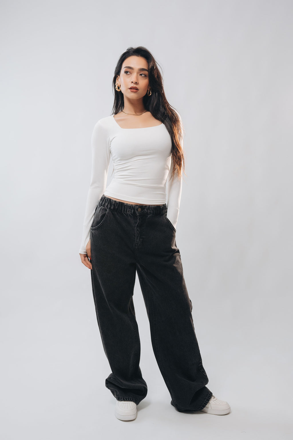 SQUARE NECK LONG SLEEVE