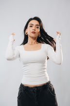 SQUARE NECK LONG SLEEVE
