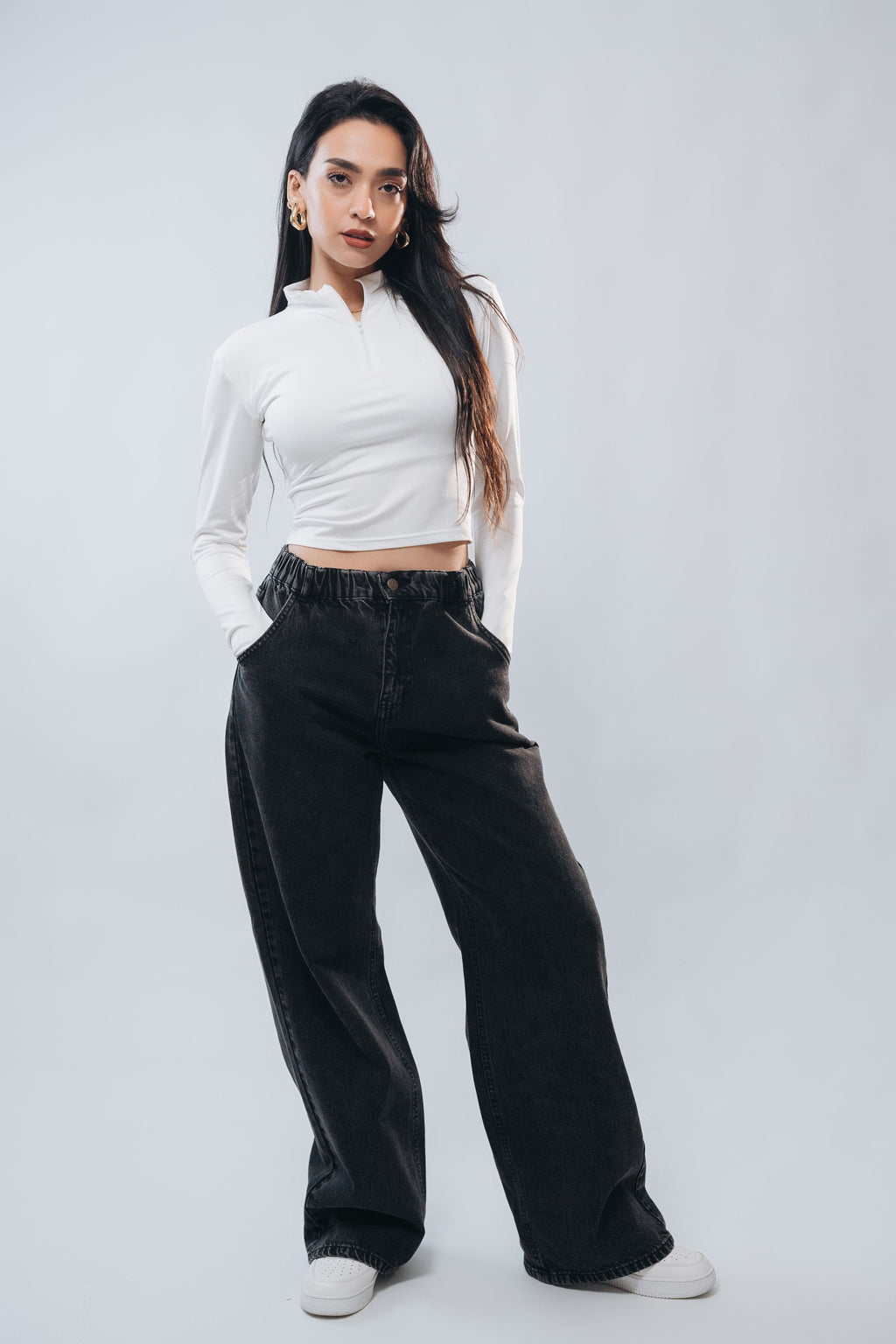 HIGH NECK ZIPPER LONG SLEEVE