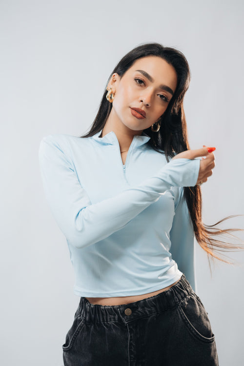 HIGH NECK ZIPPER LONG SLEEVE