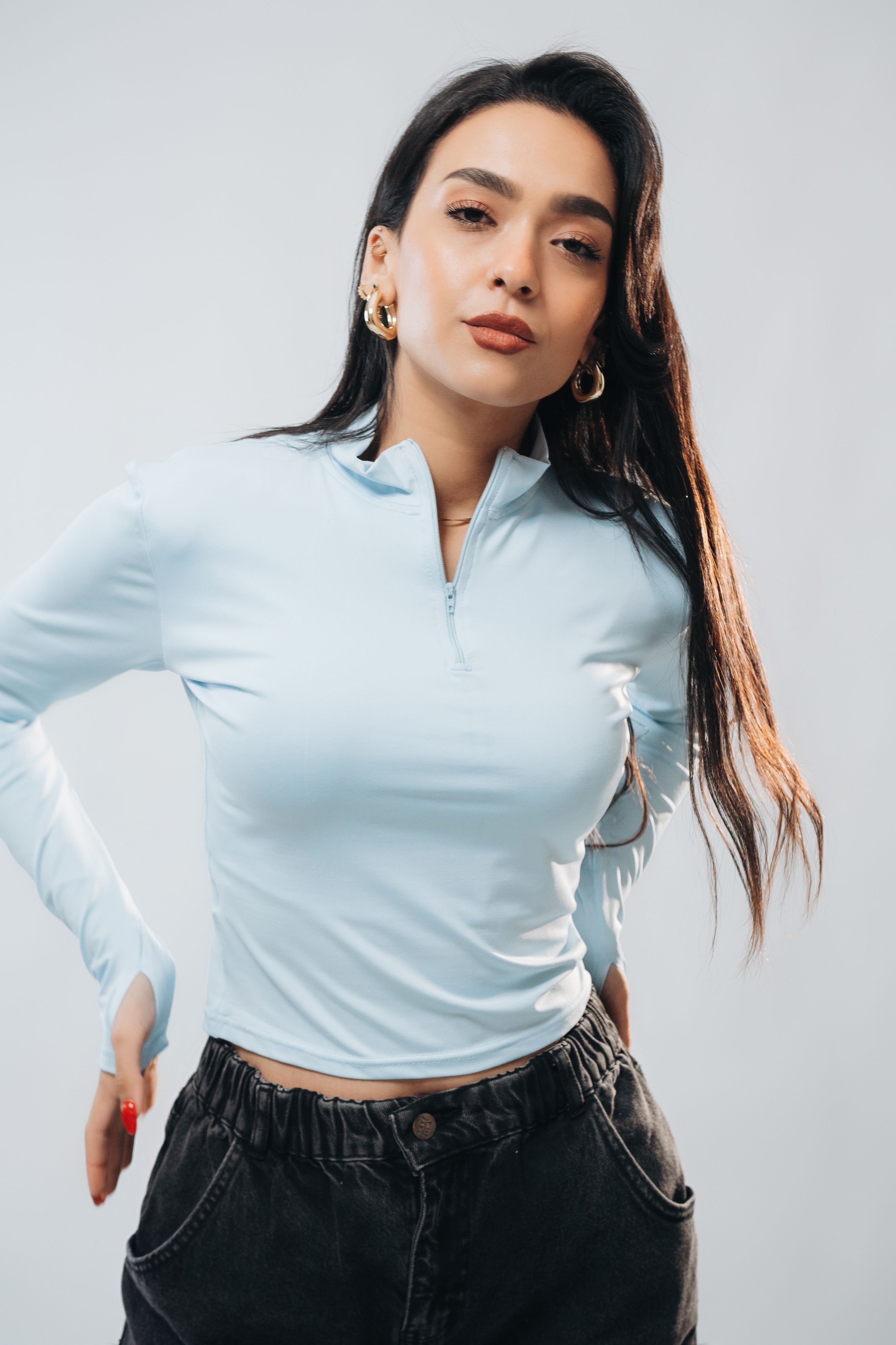 HIGH NECK ZIPPER LONG SLEEVE