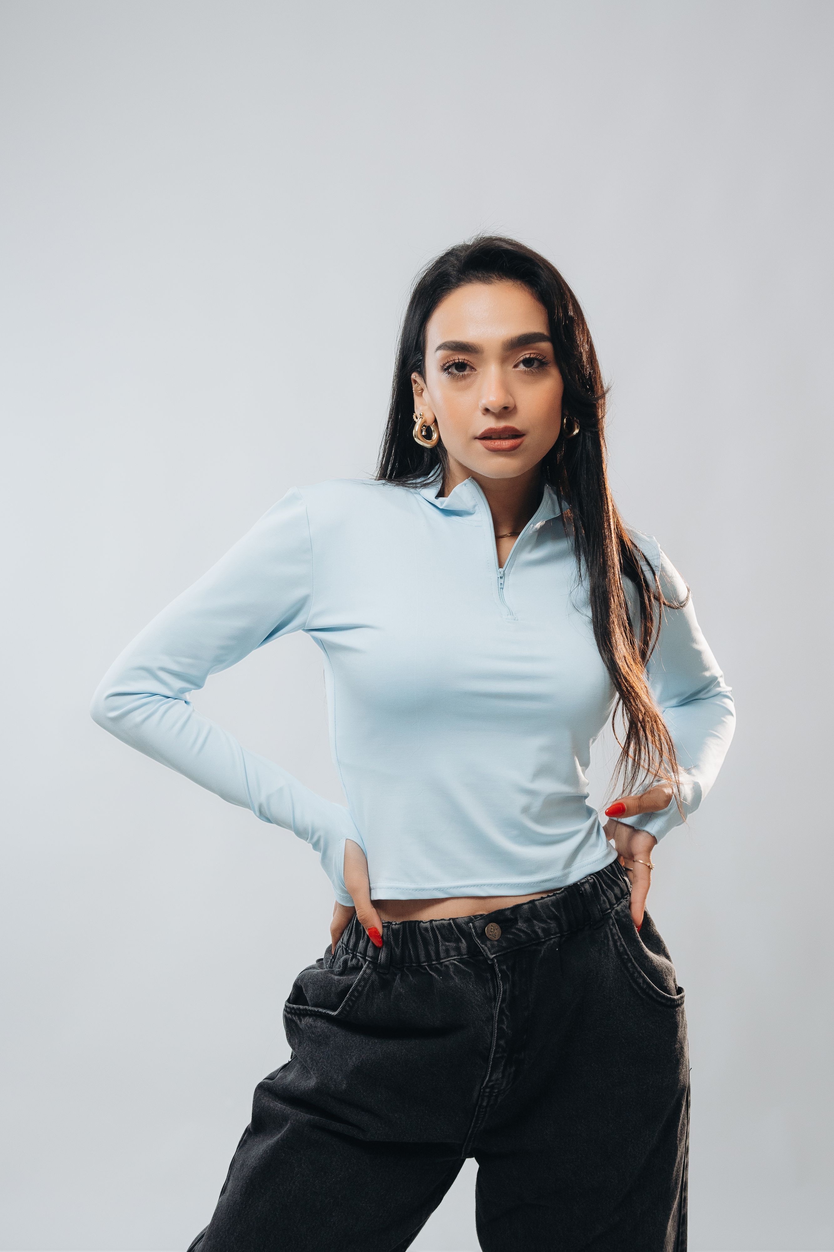 HIGH NECK ZIPPER LONG SLEEVE