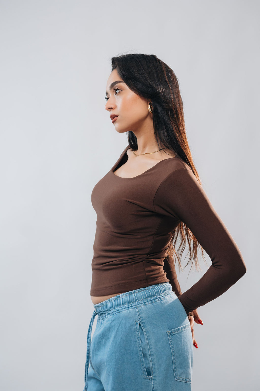 SQUARE NECK LONG SLEEVE