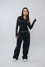 HALF-ZIP NECKLINE LONG SLEEVE