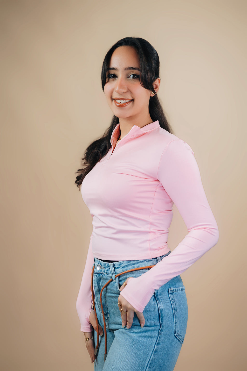 HIGH NECK ZIPPER LONG SLEEVE