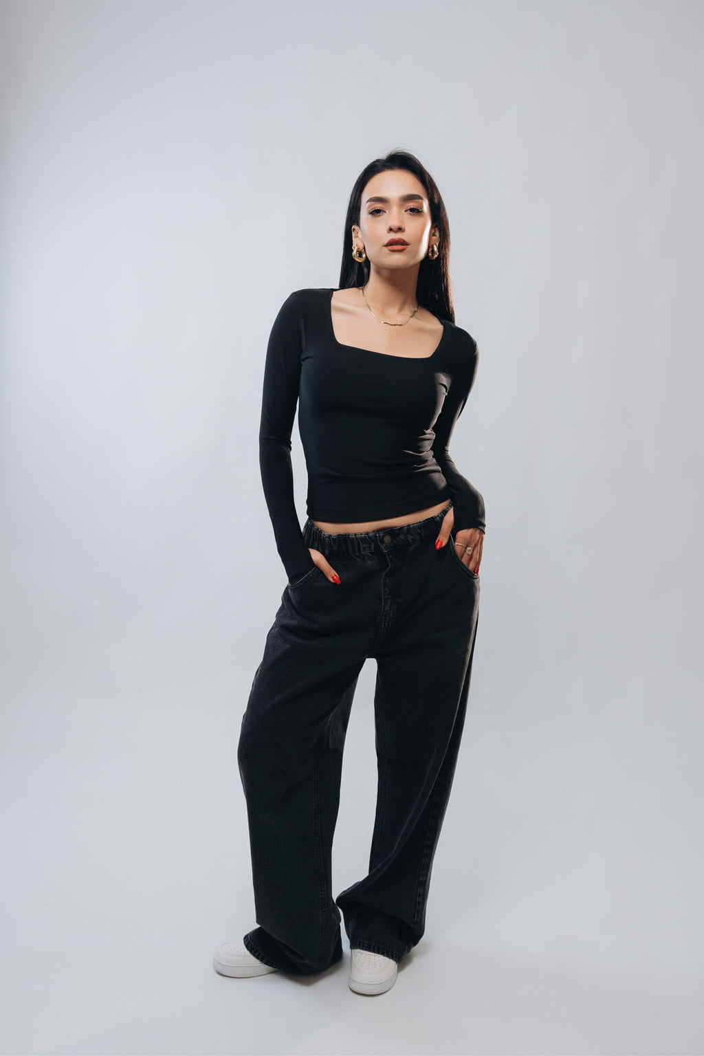 SQUARE NECK LONG SLEEVE