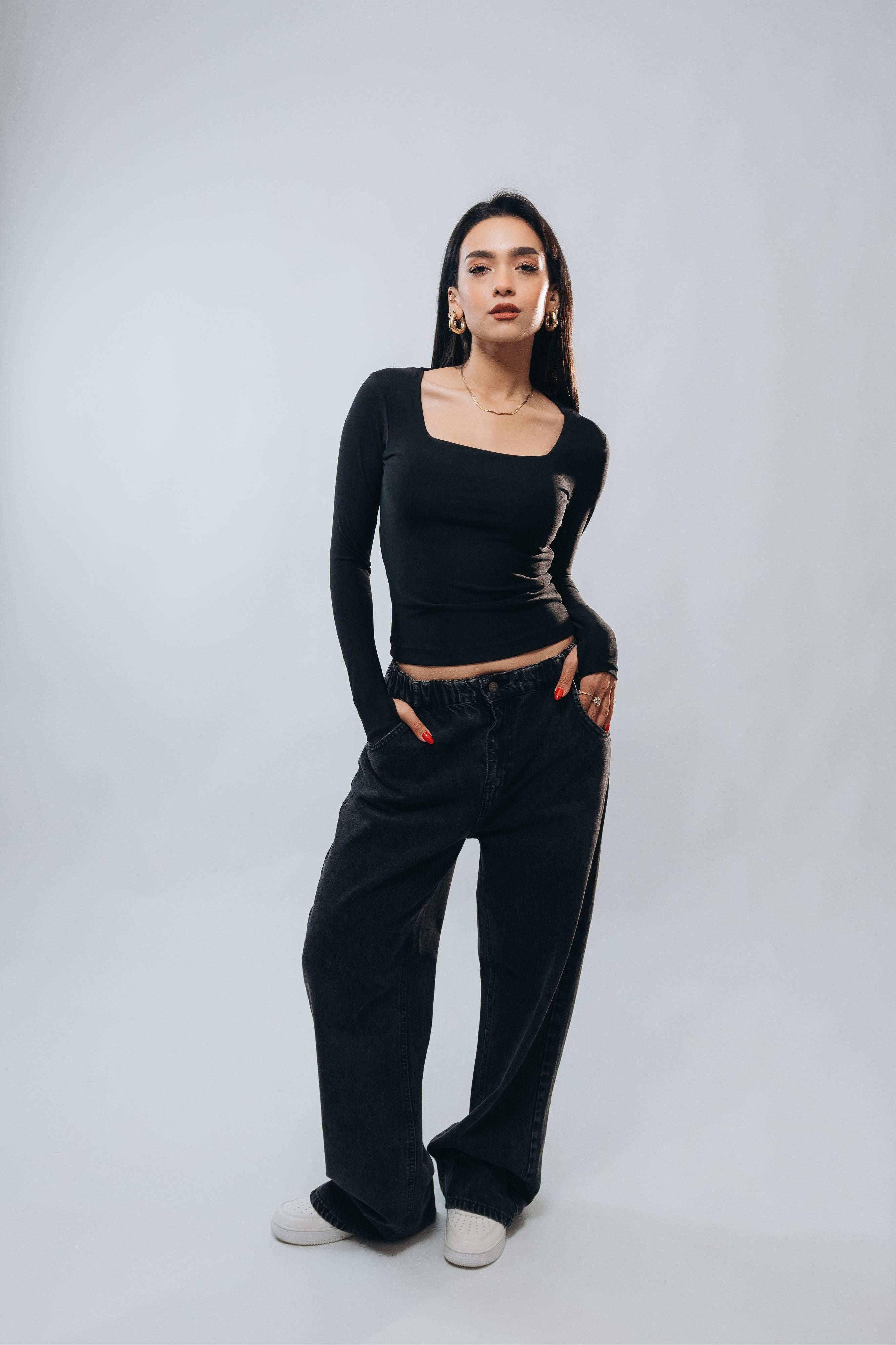 SQUARE NECK LONG SLEEVE