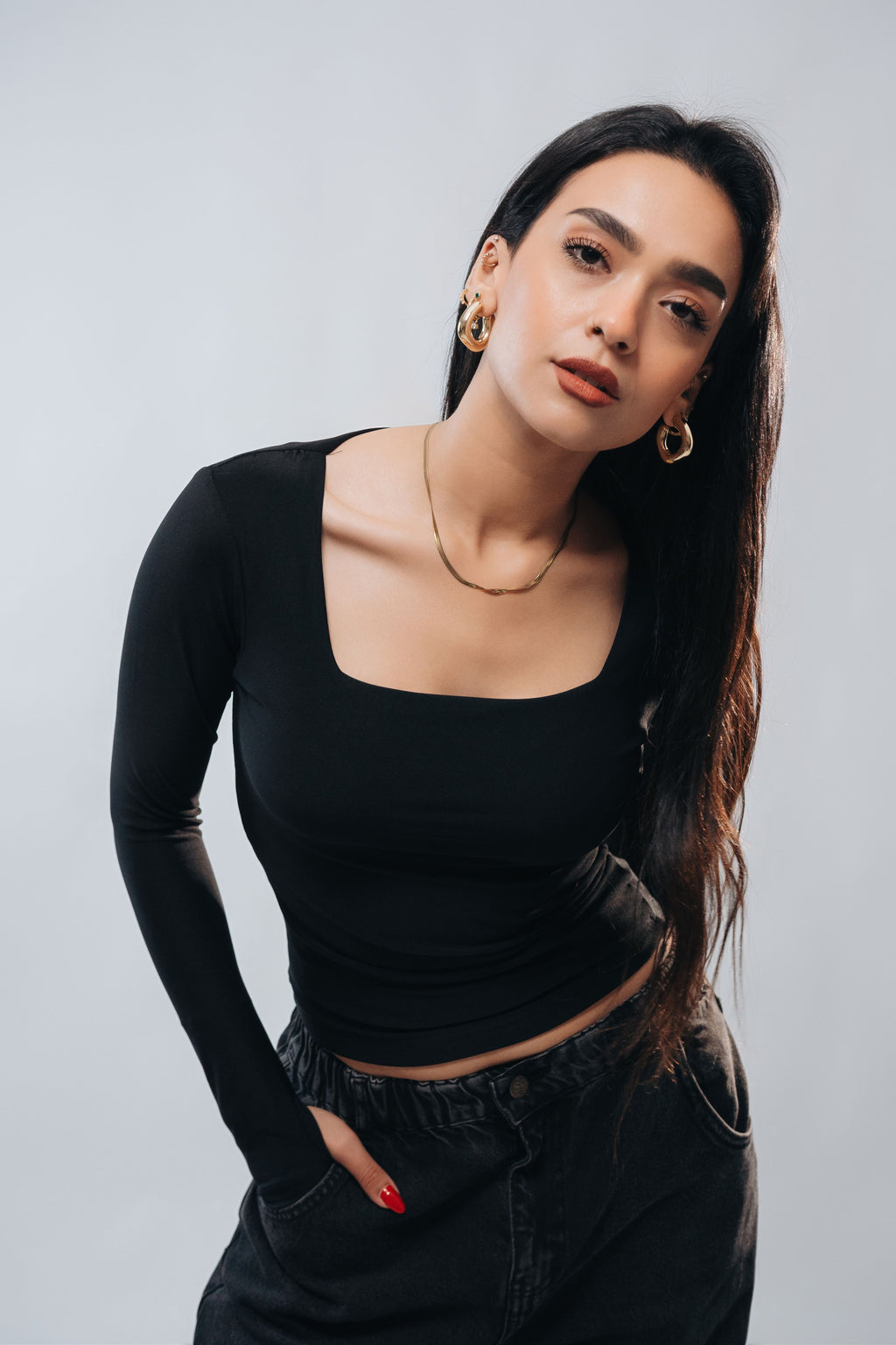 SQUARE NECK LONG SLEEVE