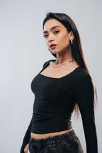 SQUARE NECK LONG SLEEVE