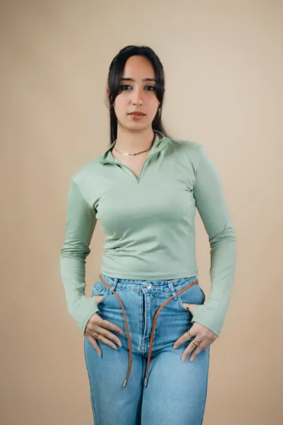 HIGH NECK ZIPPER LONG SLEEVE